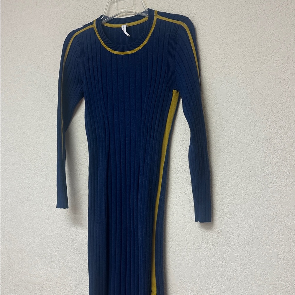 Anthropologie Daily Practice womans Ribbed Knit Midi Dress in Navy size XS - Picture 3 of 4